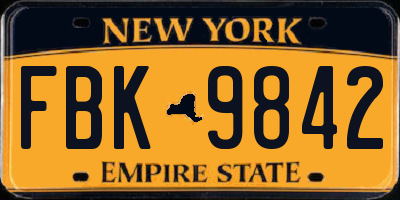 NY license plate FBK9842