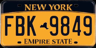 NY license plate FBK9849
