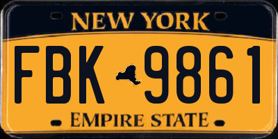 NY license plate FBK9861