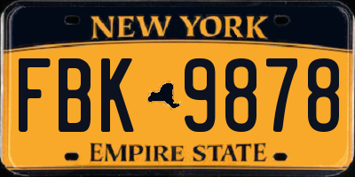 NY license plate FBK9878