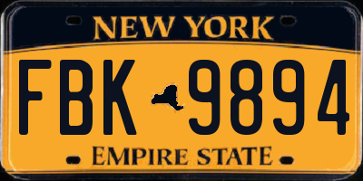 NY license plate FBK9894