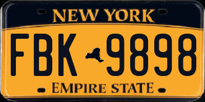 NY license plate FBK9898