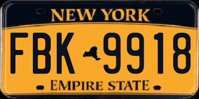 NY license plate FBK9918