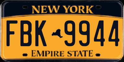 NY license plate FBK9944