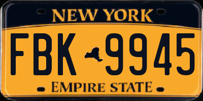 NY license plate FBK9945