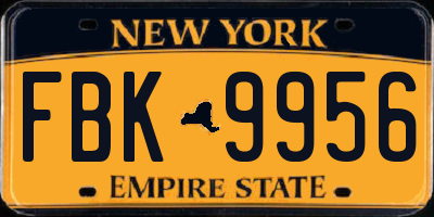NY license plate FBK9956