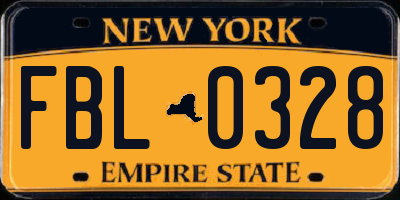 NY license plate FBL0328