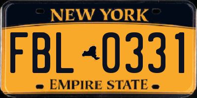 NY license plate FBL0331