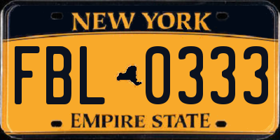 NY license plate FBL0333