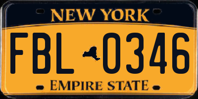 NY license plate FBL0346