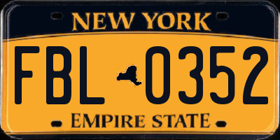 NY license plate FBL0352