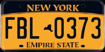 NY license plate FBL0373