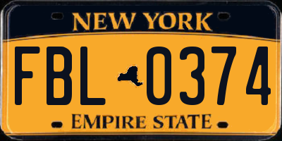 NY license plate FBL0374