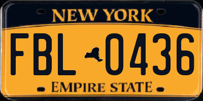NY license plate FBL0436
