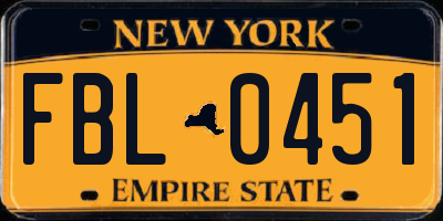 NY license plate FBL0451