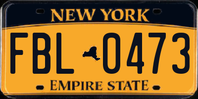 NY license plate FBL0473
