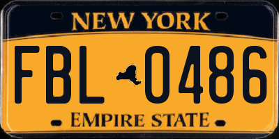 NY license plate FBL0486