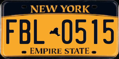 NY license plate FBL0515
