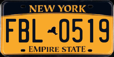 NY license plate FBL0519