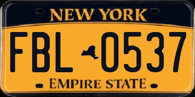 NY license plate FBL0537