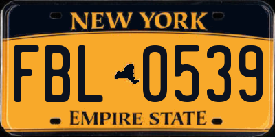 NY license plate FBL0539