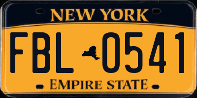 NY license plate FBL0541