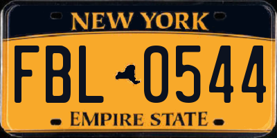 NY license plate FBL0544