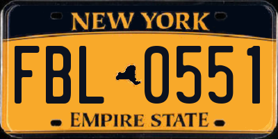NY license plate FBL0551