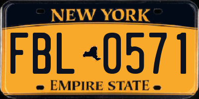 NY license plate FBL0571