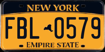 NY license plate FBL0579