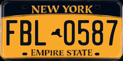 NY license plate FBL0587