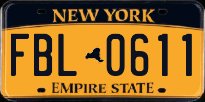 NY license plate FBL0611