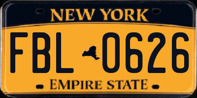 NY license plate FBL0626