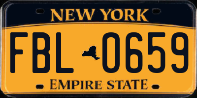 NY license plate FBL0659