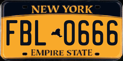 NY license plate FBL0666