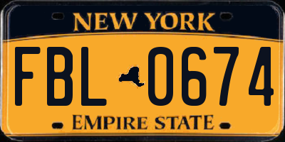 NY license plate FBL0674