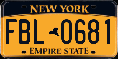 NY license plate FBL0681