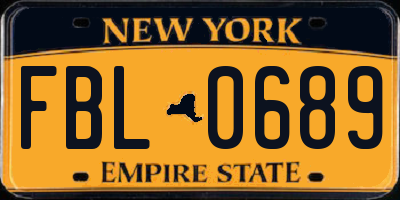 NY license plate FBL0689