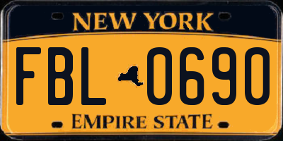 NY license plate FBL0690