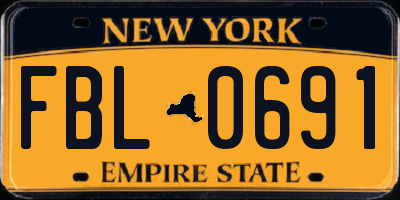NY license plate FBL0691