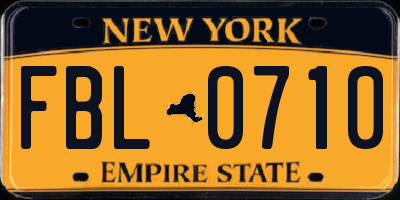 NY license plate FBL0710