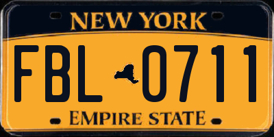 NY license plate FBL0711