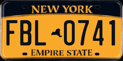 NY license plate FBL0741