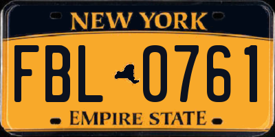 NY license plate FBL0761