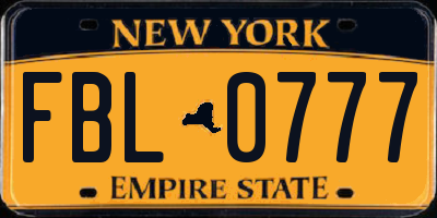 NY license plate FBL0777