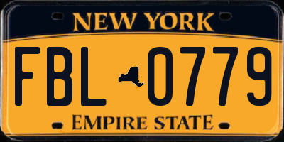 NY license plate FBL0779