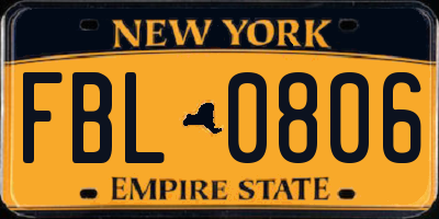 NY license plate FBL0806