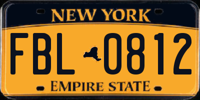 NY license plate FBL0812