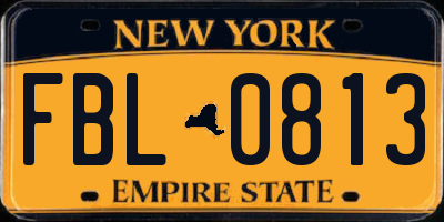 NY license plate FBL0813
