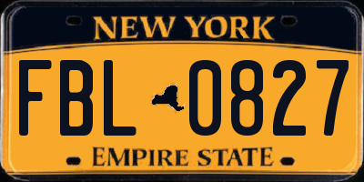 NY license plate FBL0827